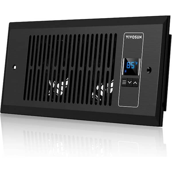 120 CFM Wall Mounted Quiet Smart Register Booster Fan with Thermostat Control in Black