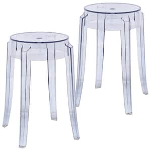 Averill 18.1 in. Clear Backless Plastic Dining Stool with Plastic Seat Set of 2