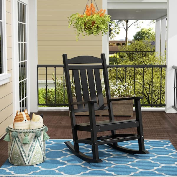 Kenly Black Classic Plastic Outdoor Rocking Chair
