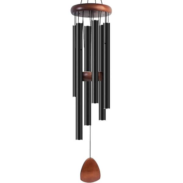 37 in. Classic Aluminium Wind Chimes for Outdoor, Garden, Durability and Weather Resistance, Black