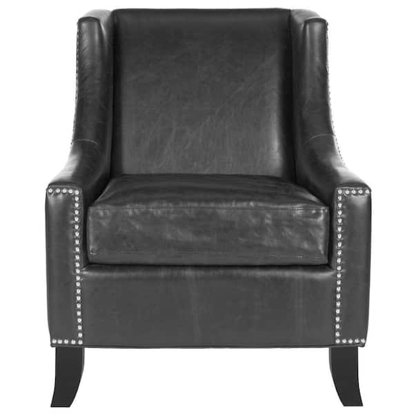 Safavieh Daniel Antique Black Leather Club Arm Chair