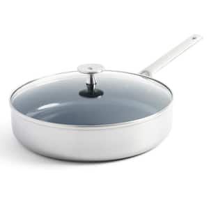 Tri-Ply 3.75 qt. Stainless Steel Ceramic Nonstick Saute Pan Jumbo Cooker with Lid