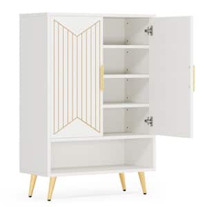 43.3 in. H x 29.5 in. W White Wood Shoe Storage Cabinet with Adjustable Shelves