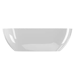 Moray 63 in. x 30 in. Solid Surface Stone Resin Flatbottom Freestanding Bathtub Soaking Bathtub in Glossy White