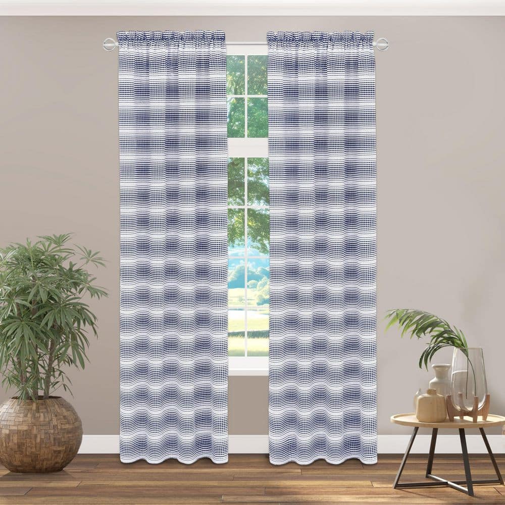 Gramercy Navy Polyester Gradient Stripe 42in. W x 84in. L Rod Pocket Indoor Light Filtering Curtain Panel (Single Panel) price history on PriceWatchPro