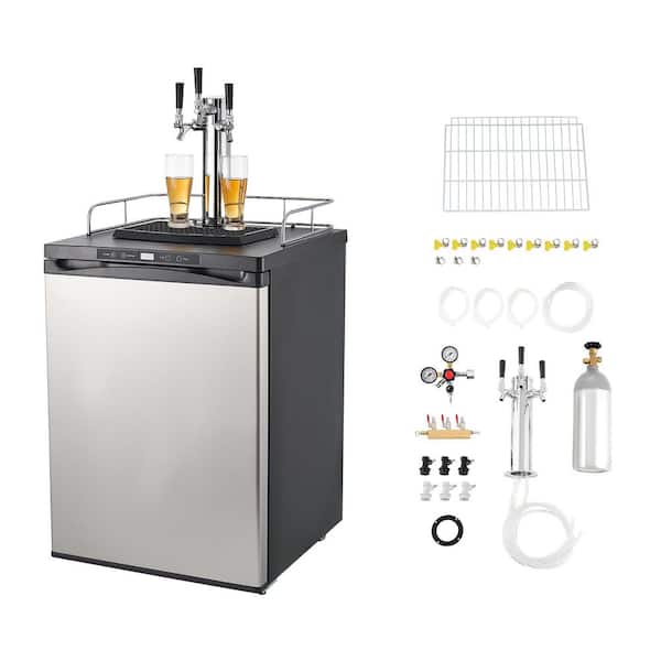 Beer KegeratorTriple Tap Home Draft Beer Dispenser for Ball Lock Full Size Keg Refrigerator 5lbs. CO2-Tank 2025 Update