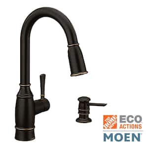 Noell Single-Handle Pull-Down Sprayer Kitchen Faucet with Reflex, Soap Dispenser and Power Clean in Mediterranean Bronze