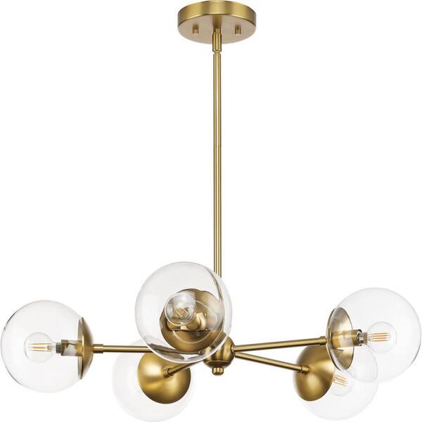 Progress Lighting Atwell 5-Light Brushed Bronze Mid-century Chandelier