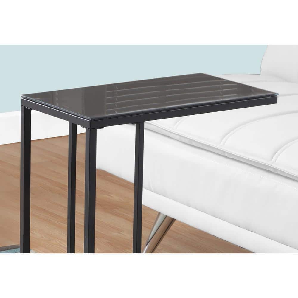 Chic Black Metal and Tempered Glass Rectangular Snack Table