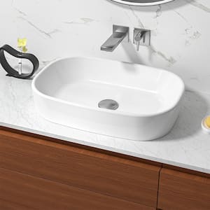 22 in. Ceramic Rectangular Vessel Bathroom Sink in White