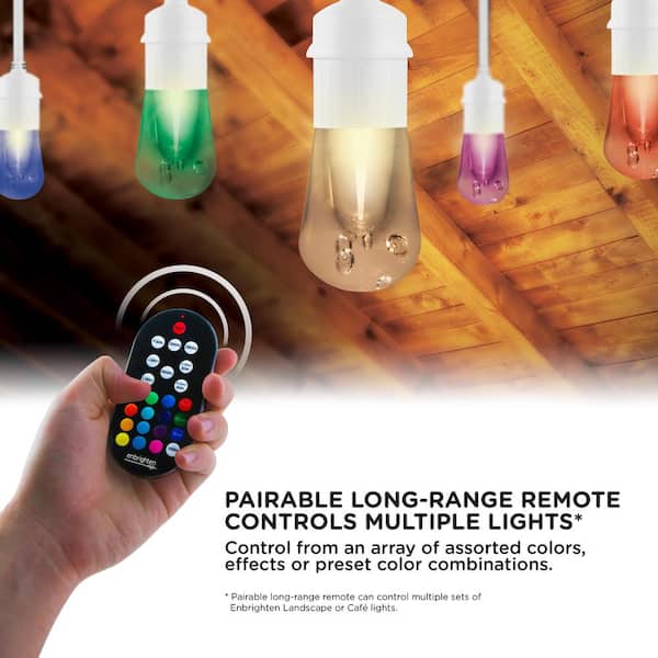 Enbrighten Cafe 48 ft 24 bulb Indoor Outdoor LED light strand 16 color remote