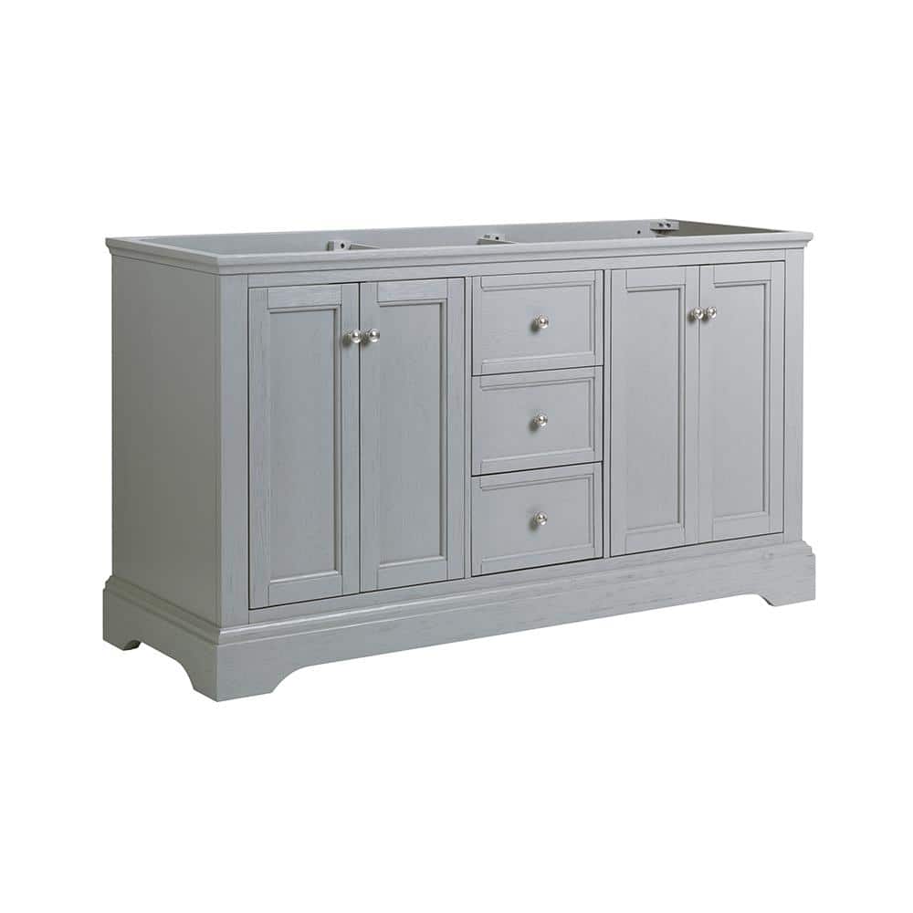 Gray Double Freestanding Wood Bathroom Vanity Cabinet