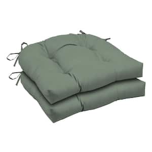 18 in. x 20 in. Sage Green Texture Rectangle Wicker Seat Cushion (2-Pack)