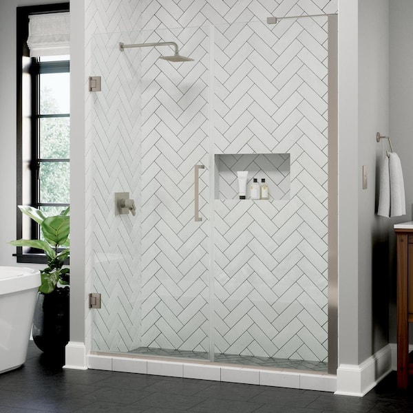 Bridger Heavy Hinge 9.84 in. W x 3 in. D Frameless Pivot Shower/Tub Hardware Assembly Kit, Nickel (For 36-60 in. Doors)