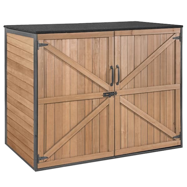 Outdoor Storage Cabinet 50.4 in. W x 27.6 in. D x 41.4 in. H White Fir Wood Outdoor Storage Cabinet
