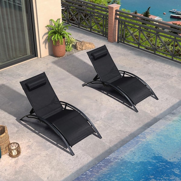 PURPLE LEAF Oversized Outdoor Chaise Lounge Metal Beach Pool Sunbathing Lawn Lounger Recliner Chair