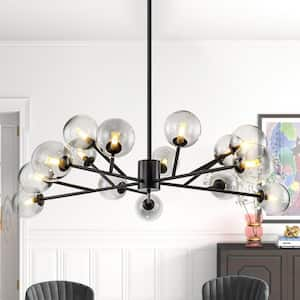 Ethan 15-Light Black Modern Glass Globe Bubble Chandelier