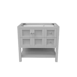 Alicia 35 in. W x 21.75 in. D x 32.75 in. H Bath Vanity Cabinet without Top in Matte Gray with Chrome Knobs