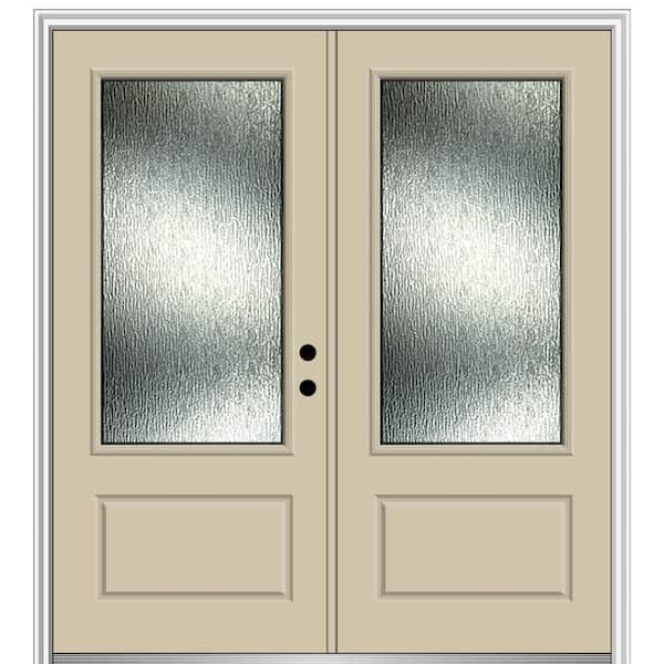 MMI Door Rain Glass 72 in. x 80 in. Left-Hand Inswing 3/4 Lite 1-Panel Painted Wicker Prehung Front Door on 4-9/16 in. Frame