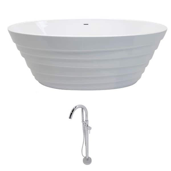 ANZZI Nimbus 67 in. L x 31 in. W Acrylic Classic Flatbottom Non-Whirlpool Bathtub in. White with Freestanding Faucet in Chrome