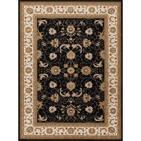 10 ft. x 3 ft. Black Ivory Oriental Area Rug Antique Floral Runner Rug for Living Room Bedroom Dining Room Entryway