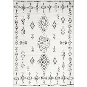 July Ivory 5 ft. x 8 ft. (5 ft. x 7 ft. 6 in.) Geometric Transitional Area Rug