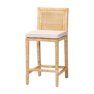 Sofia 40.2 in. Natural Rattan Low Back Counter Height Bar Stool