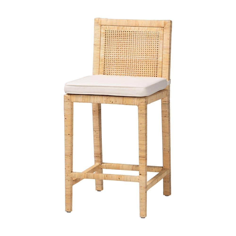 Sofia Handmade Natural Wood and Rattan 41" Counter Stool