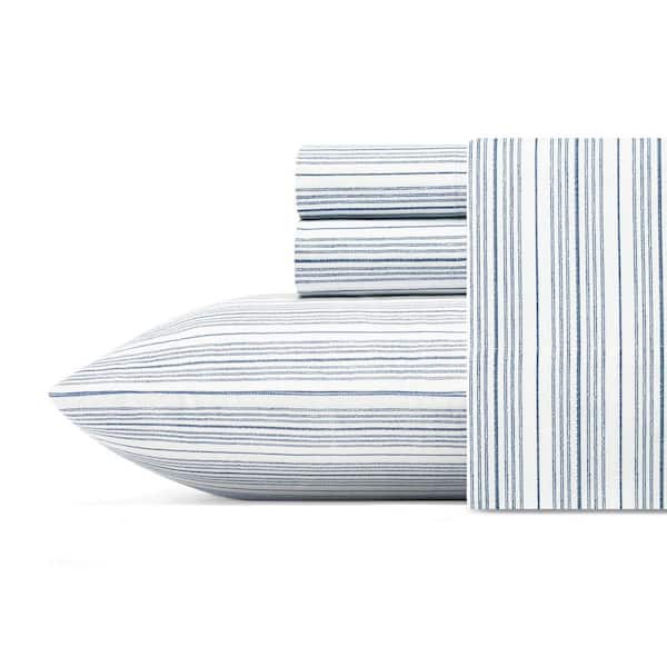 Nautica Beaux Stripe 4-Piece Navy Blue Cotton Full Sheet Set