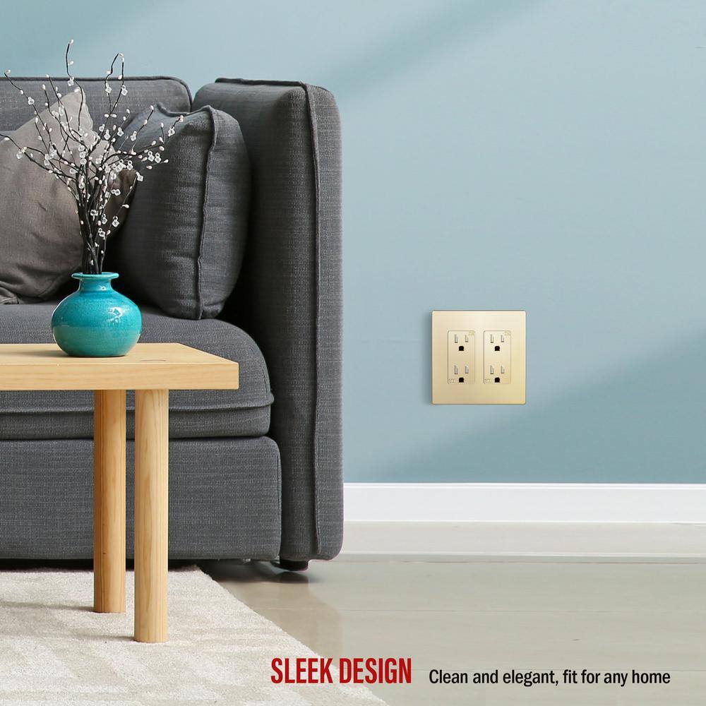 Gold 2-Gang Screwless Decorator Wall Plate