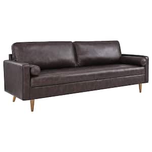 Valour 88" 2 Seat Rectangle Arm Leather Sofa in Brown