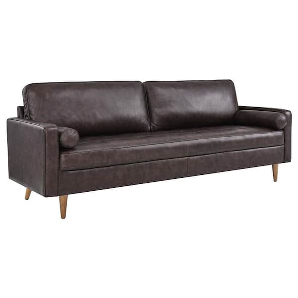 MODWAY Valour 88" 2 Seat Rectangle Arm Leather Sofa in Brown