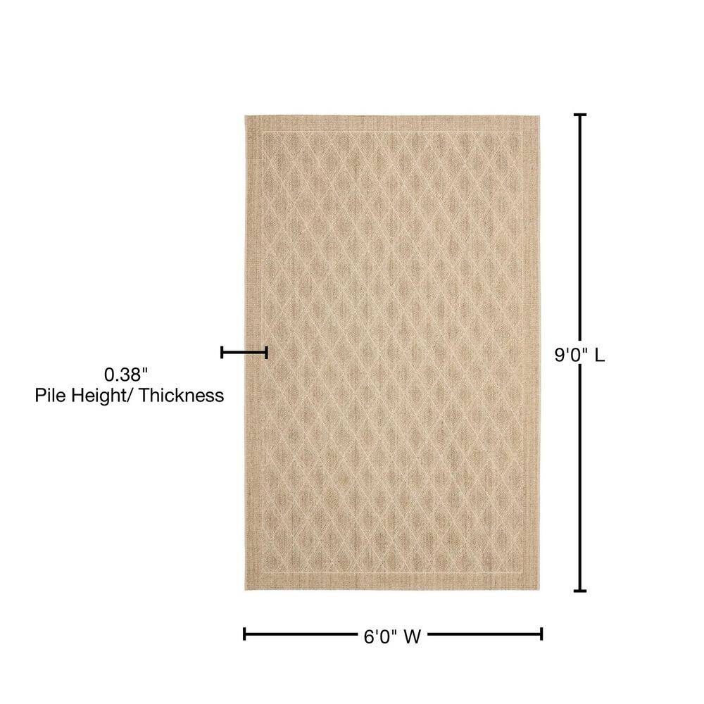 Sand Geometric Sisal 6' x 9' Hand-Knotted Area Rug