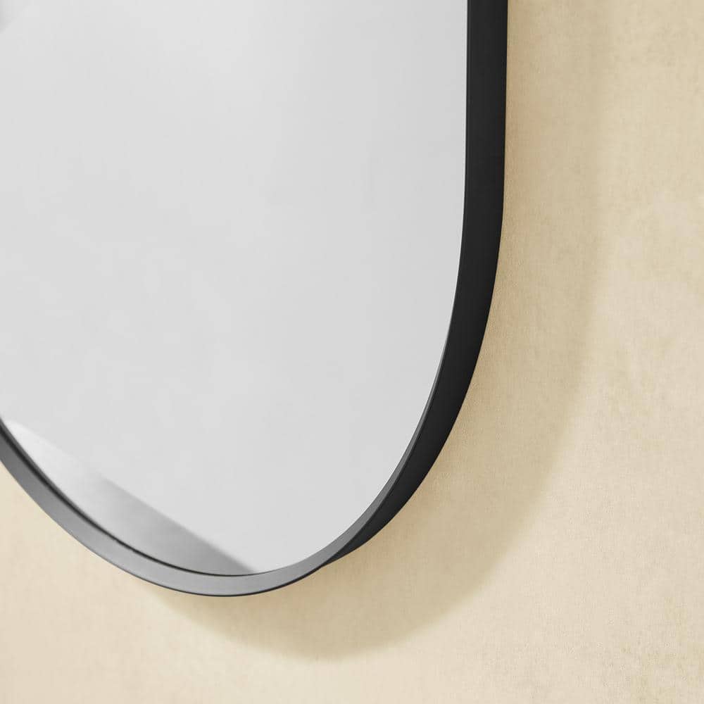 Ispra 36" Oval Matt Black Aluminum Bathroom Mirror