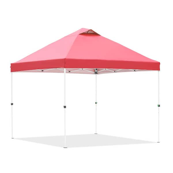 OVASTLKUY 10 ft. x 10 ft. Red Folding Patio Canopy Tent Pop Up Instant Shelter