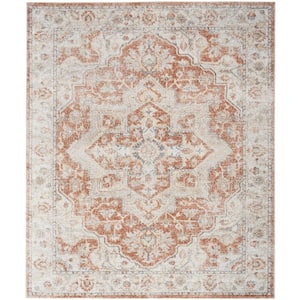 Astra Machine Washable Gold/Multicolor 8 ft. x 10 ft. Distressed Traditional Area Rug