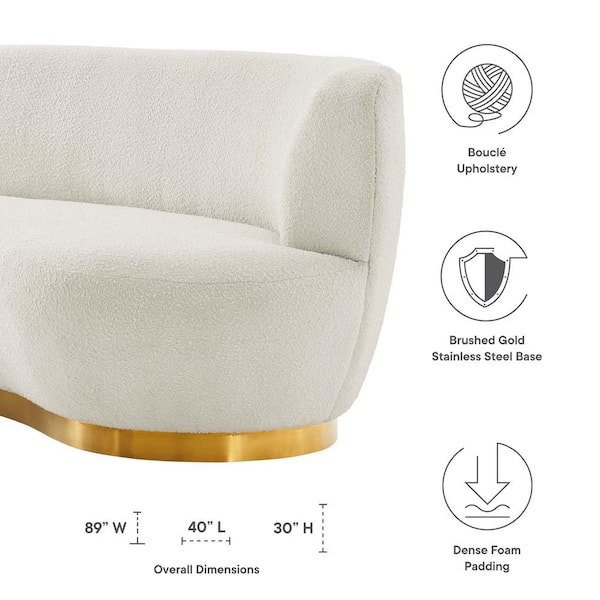 MODWAY Kindred 89 in. W Armless Boucle Fabric Upholstered