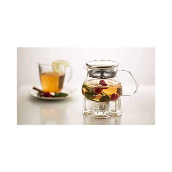 Ovente 3.3-Cup Heat Tempered Glass Teapot with Warmer (FGB27T)