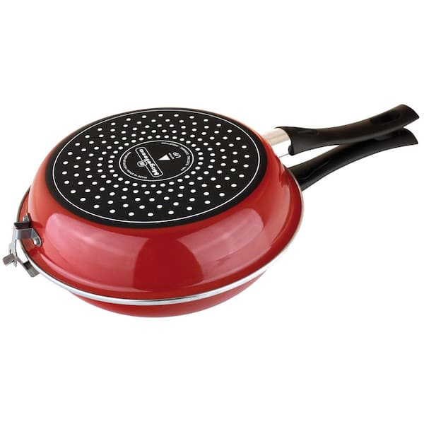 Magefesa Omelette 9.5 in. Porcelain on Steel Frypan in Red (2-Piece)