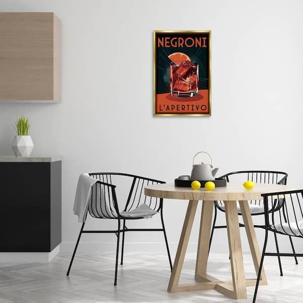 Vintage Midcentury Negroni Drink by Andreas Magnusson Gold Floater Frame Typography Graphic Art Print 25 in. x 17 in.