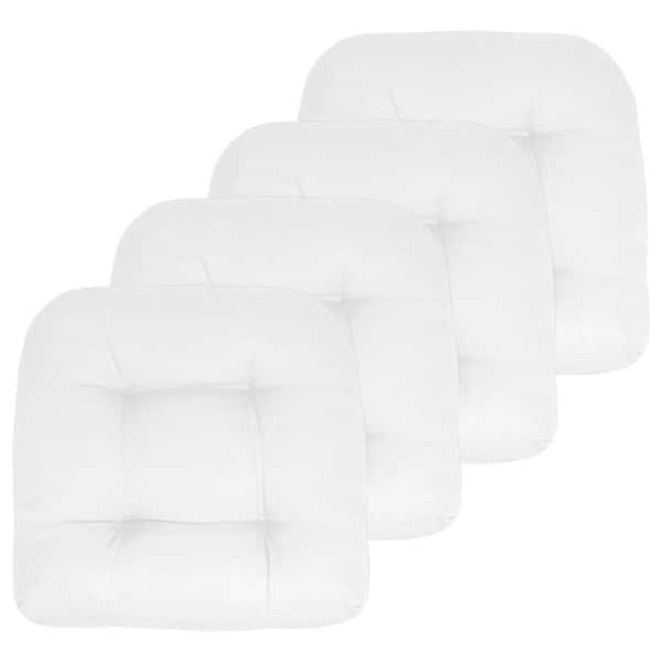 Sweet Home Collection 19 in. x 19 in. x 5 in. Solid Tufted Indoor/Outdoor Chair Cushion U-Shaped in White (4-Pack)