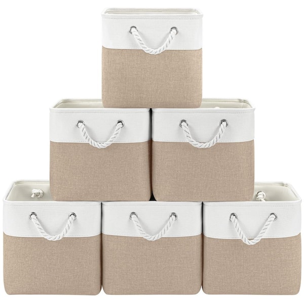 superior/KB02/Crossky C30S 他　詰め合わせセット Afoxsos White & Khaki 11 in. x 11 in. Linen Fabric Cube Storage