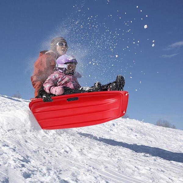 TIRAMISUBEST 35 in. L Plastic Snow Sled in Red and Green (2-Pack