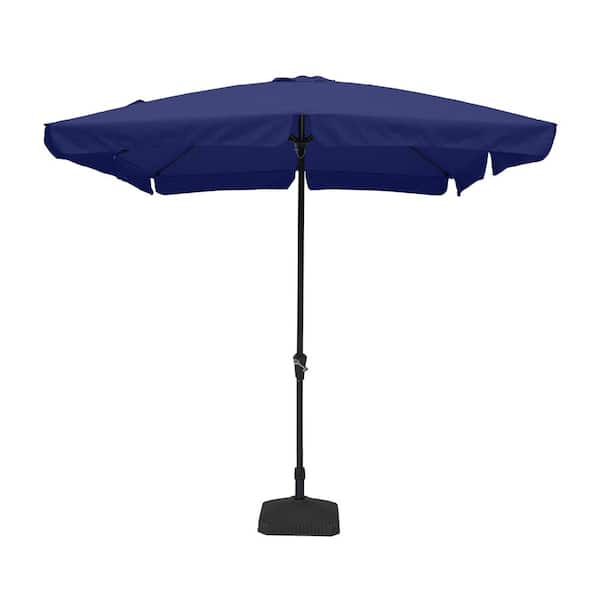 Clihome 8 ft. x 10 ft. Square Crank Design Skirt with Skylight Outdoor Market Umbrella in Navy Blue with Base