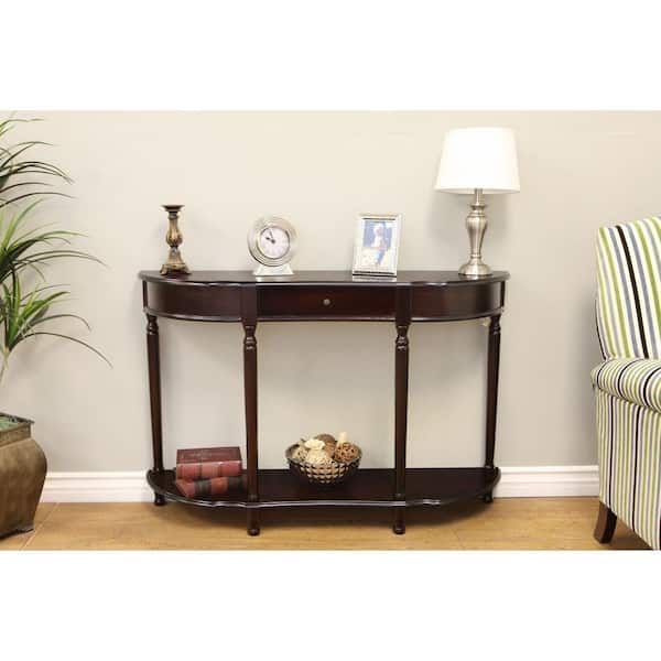 espresso half moon console table