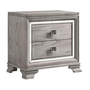 17.5 in. Gray 2-Drawer Wooden Nightstand