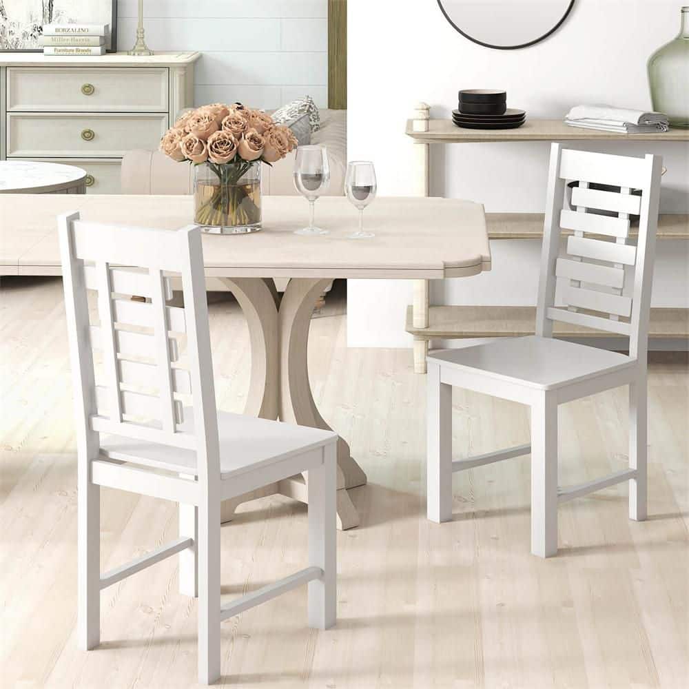 Farmhouse White Dining Chair Set of 4 with 100% Rubber Wood Frame and Hollowed High price history on PriceWatchPro