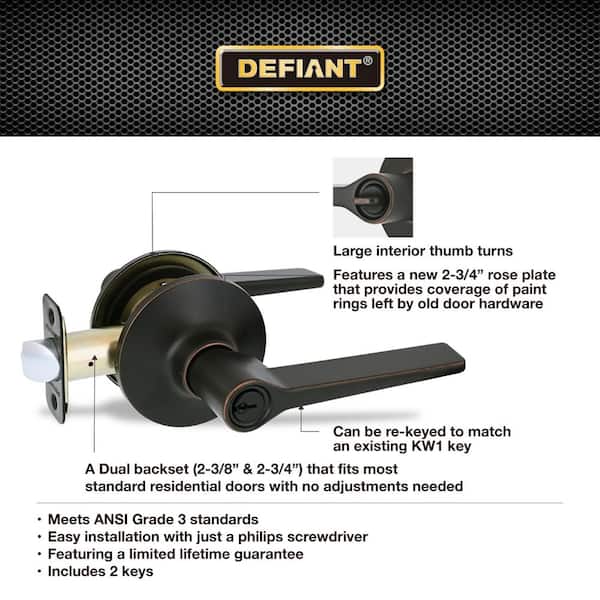 Defiant Freedom Aged Bronze Keyed Entry Door Handle LEX700B - The