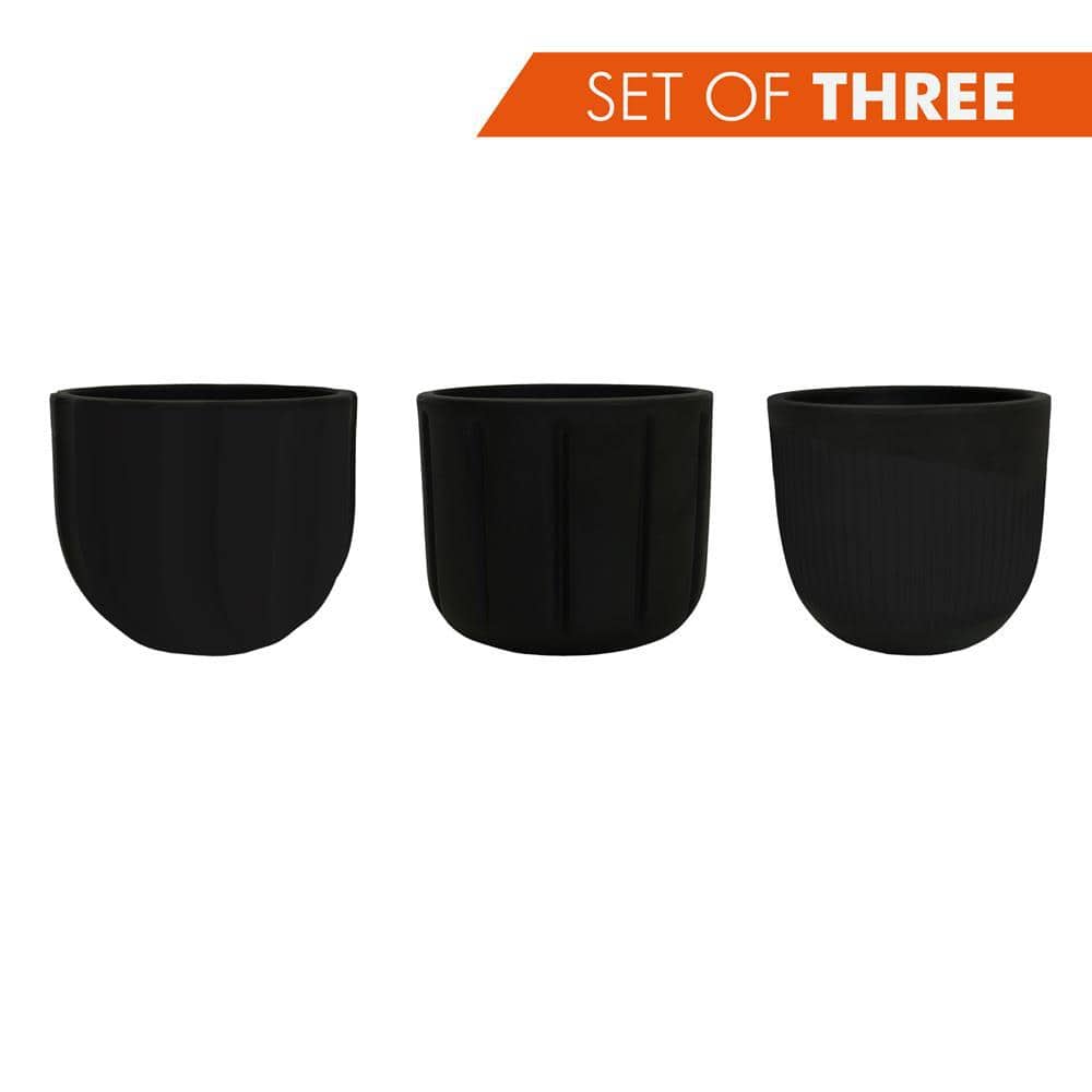 Black Polyethylene Resin Egg-Shaped Decorative Planter Set