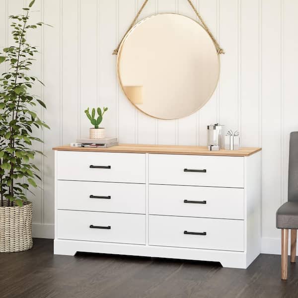 White chest of drawers with oak top discount